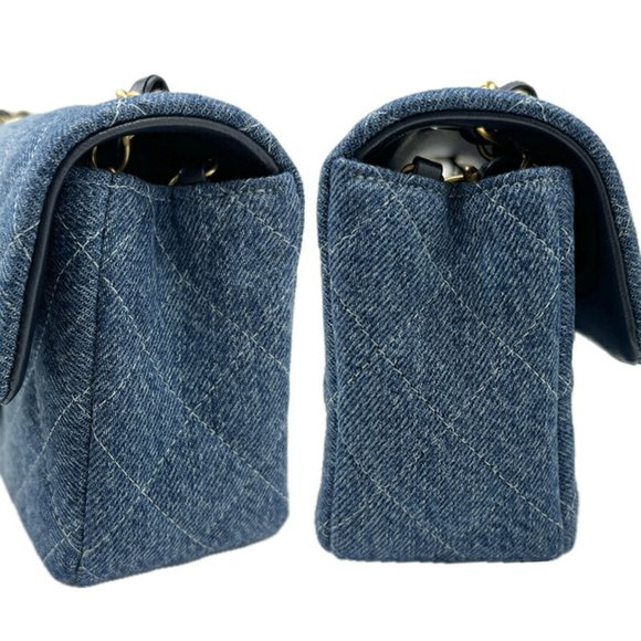 CHANEL Chanel Matelasse Chain Shoulder Bag Denim Blue Handbag Compact Women's - Picture 3 of 10